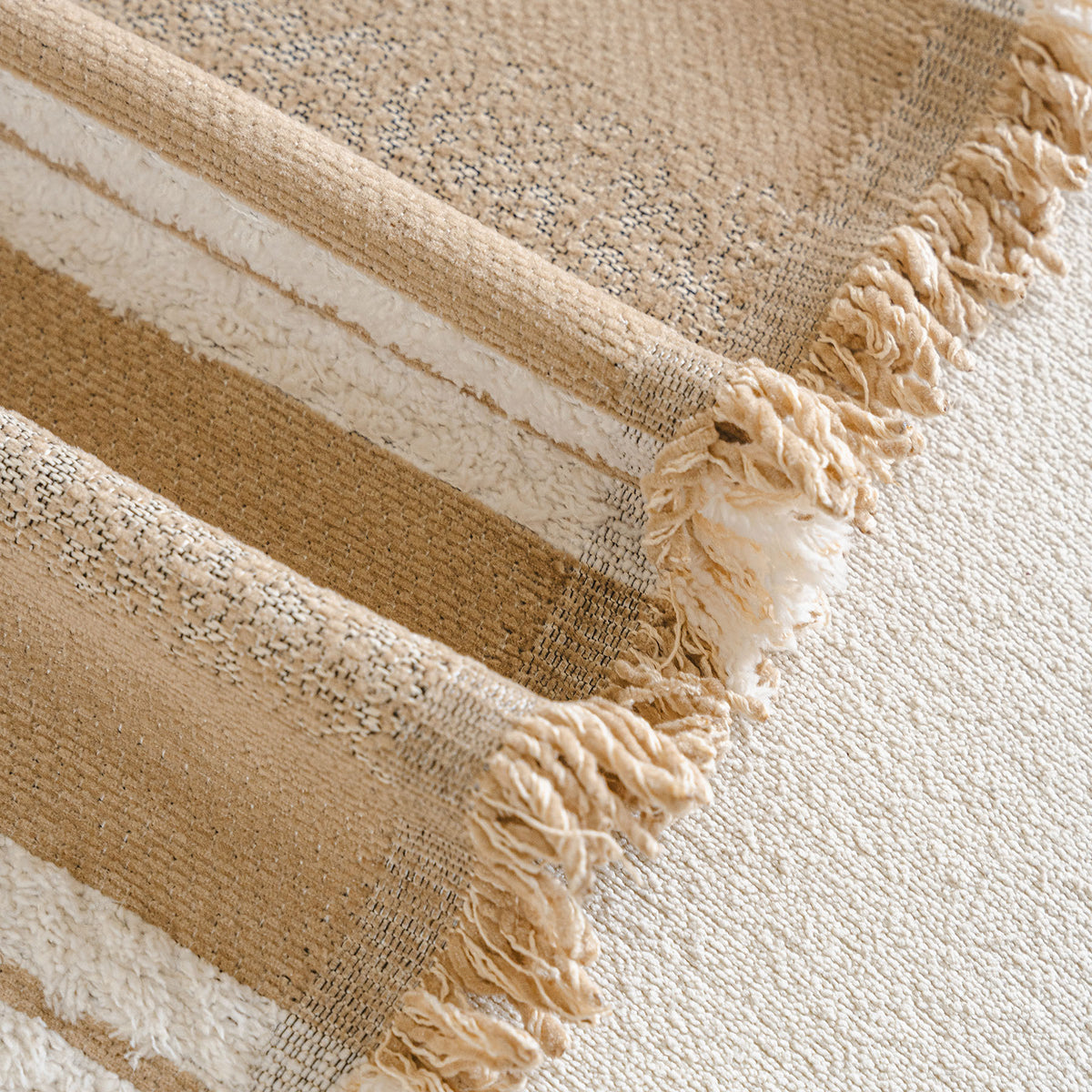 Boho Farmhouse Rustic Striped Sofa Throw Cover, Raised Textured Furniture Couch Cover