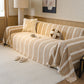 Boho Farmhouse Rustic Striped Sofa Throw Cover, Raised Textured Furniture Couch Cover