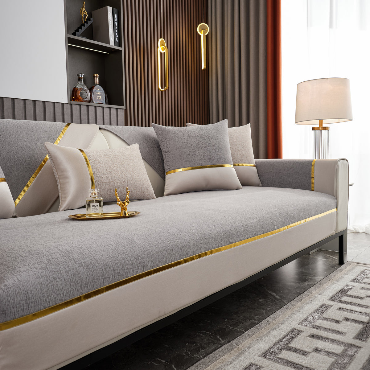 Luxus-Leder-Couchschoner mit Chenille-Sofatuchbezügen, rutschfest und – Slipcover KAS™