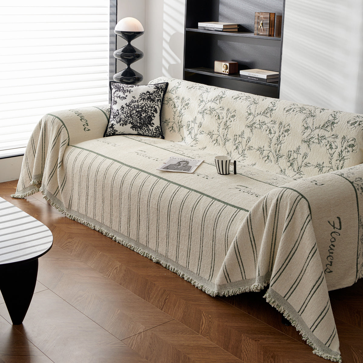 Chenille gestreifter floraler Couchbezug Sofahülle für die meisten Sof – Slipcover KAS™