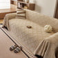 Soft Chenille Sofa Throw Cover, Raised Geometric Texture Furniture Protector Blanket