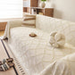 Soft Chenille Sofa Throw Cover, Raised Geometric Texture Furniture Protector Blanket