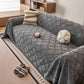 Soft Chenille Sofa Throw Cover, Raised Geometric Texture Furniture Protector Blanket
