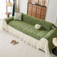 Cottagecore Ruffled Sofa Slipcover, Shabby Chic Couch Protector Cover for Living Room