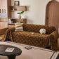 Soft Chenille Sofa Throw Cover, Raised Geometric Texture Furniture Protector Blanket