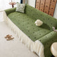 Cottagecore Ruffled Sofa Slipcover, Shabby Chic Couch Protector Cover for Living Room