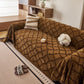 Soft Chenille Sofa Throw Cover, Raised Geometric Texture Furniture Protector Blanket