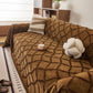 Soft Chenille Sofa Throw Cover, Raised Geometric Texture Furniture Protector Blanket
