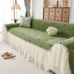 Cottagecore Ruffled Sofa Slipcover, Shabby Chic Couch Protector Cover for Living Room
