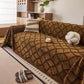 Soft Chenille Sofa Throw Cover, Raised Geometric Texture Furniture Protector Blanket