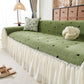 Cottagecore Ruffled Sofa Slipcover, Shabby Chic Couch Protector Cover for Living Room