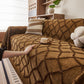 Soft Chenille Sofa Throw Cover, Raised Geometric Texture Furniture Protector Blanket