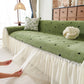 Cottagecore Ruffled Sofa Slipcover, Shabby Chic Couch Protector Cover for Living Room