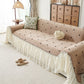 Cottagecore Ruffled Sofa Slipcover, Shabby Chic Couch Protector Cover for Living Room