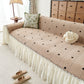 Cottagecore Ruffled Sofa Slipcover, Shabby Chic Couch Protector Cover for Living Room