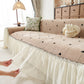 Cottagecore Ruffled Sofa Slipcover, Shabby Chic Couch Protector Cover for Living Room