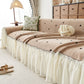 Cottagecore Ruffled Sofa Slipcover, Shabby Chic Couch Protector Cover for Living Room