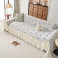 Cottagecore Ruffled Sofa Slipcover, Shabby Chic Couch Protector Cover for Living Room