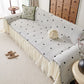 Cottagecore Ruffled Sofa Slipcover, Shabby Chic Couch Protector Cover for Living Room