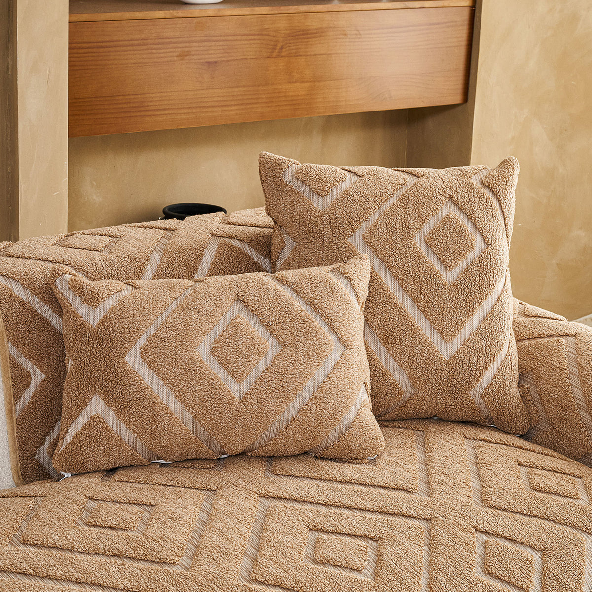 Thick Sherpa Sofa Protector Cover, Warm Plush Couch Cover for Seat, Backrest & Armrest