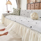 Cottagecore Ruffled Sofa Slipcover, Shabby Chic Couch Protector Cover for Living Room