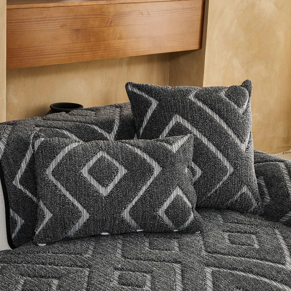 Thick Sherpa Sofa Protector Cover, Warm Plush Couch Cover for Seat, Backrest & Armrest