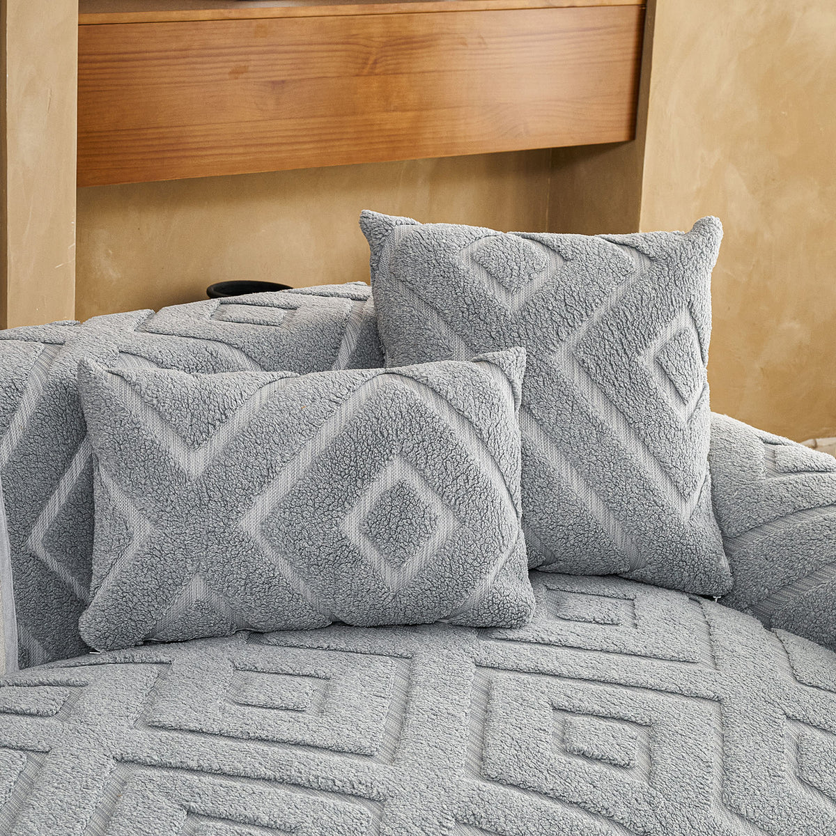Thick Sherpa Sofa Protector Cover, Warm Plush Couch Cover for Seat, Backrest & Armrest