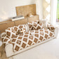 Cozy Thickened Sherpa Sofa Protector, Geometric Non-Slip Couch Cover for Pets & Kids