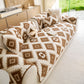 Cozy Thickened Sherpa Sofa Protector, Geometric Non-Slip Couch Cover for Pets & Kids