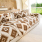 Cozy Thickened Sherpa Sofa Protector, Geometric Non-Slip Couch Cover for Pets & Kids