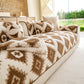 Cozy Thickened Sherpa Sofa Protector, Geometric Non-Slip Couch Cover for Pets & Kids