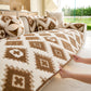 Cozy Thickened Sherpa Sofa Protector, Geometric Non-Slip Couch Cover for Pets & Kids