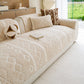 Thickened Plush Sofa Cover, Textured Geometric Couch Protector with Non-Slip Backing