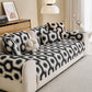 Sherpa Fleece Geometric Sofa Cover, Non-Slip Warm Couch Protector for Pets & Kids