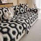 Sherpa Fleece Geometric Sofa Cover, Non-Slip Warm Couch Protector for Pets & Kids