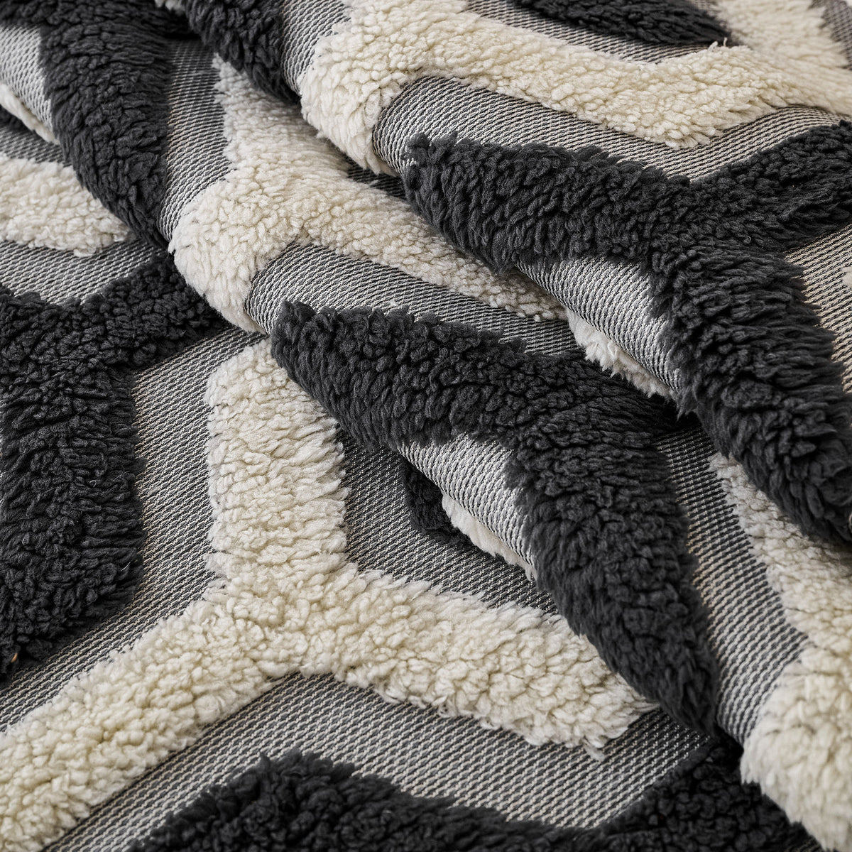 Sherpa Fleece Geometric Sofa Cover, Non-Slip Warm Couch Protector for Pets & Kids