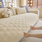 Plush Geometric Quilted Sofa Cover, Non-Slip Padded Couch Protector for Pets & Kids