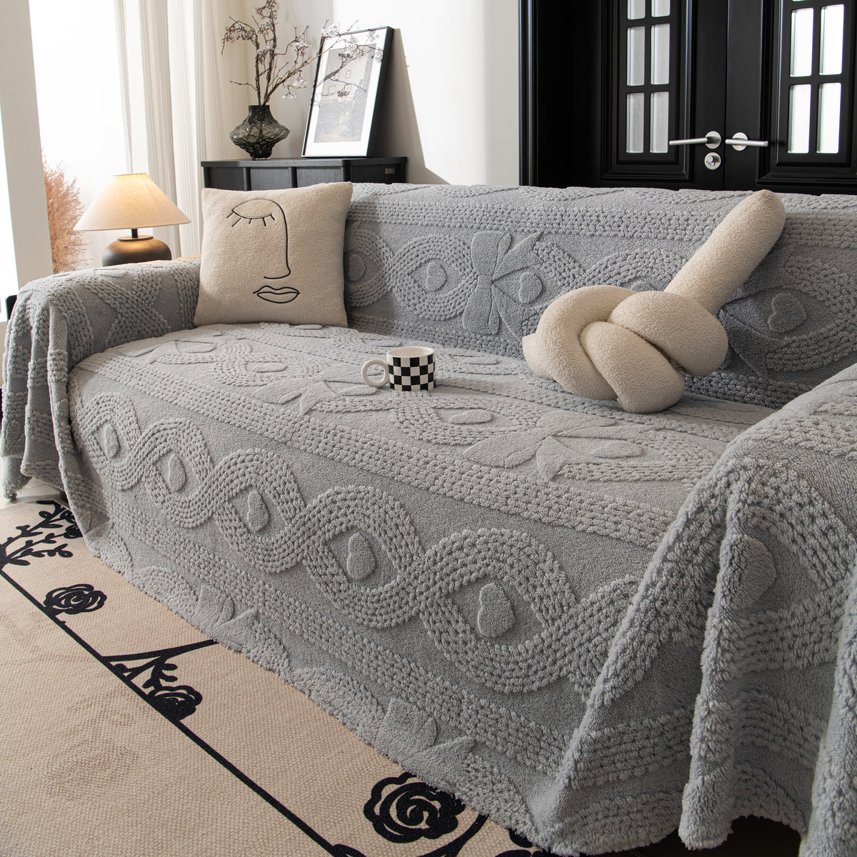 Weiches Plüsch-Fleece-Wurfdecke für das Sofa, einfarbig, süß, warme So – Slipcover KAS™