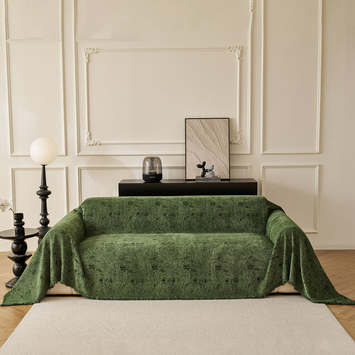 Abstract Feather Chenille Sofa Throw Cover, Decorative Washable Durable Couch Cover