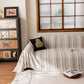 Luxury Cozy Chenille Sofa Cover Throw, Elegant Striped Soft Textured Couch Blanket