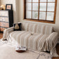 Luxury Cozy Chenille Sofa Cover Throw, Elegant Striped Soft Textured Couch Blanket