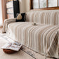 Luxury Cozy Chenille Sofa Cover Throw, Elegant Striped Soft Textured Couch Blanket