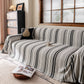 Luxury Cozy Chenille Sofa Cover Throw, Elegant Striped Soft Textured Couch Blanket