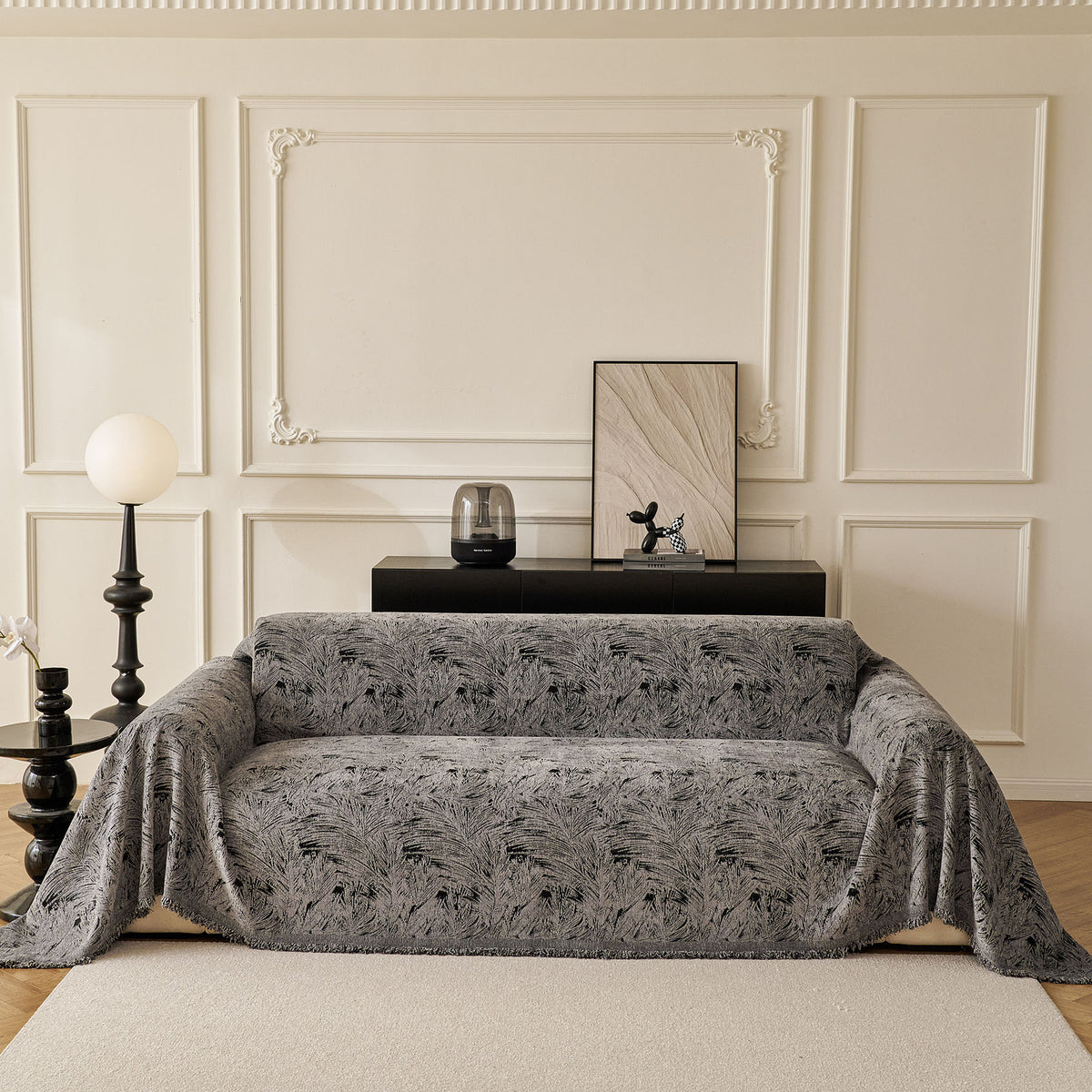 Abstract Feather Chenille Sofa Throw Cover, Decorative Washable Durable Couch Cover