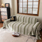 Luxury Cozy Chenille Sofa Cover Throw, Elegant Striped Soft Textured Couch Blanket
