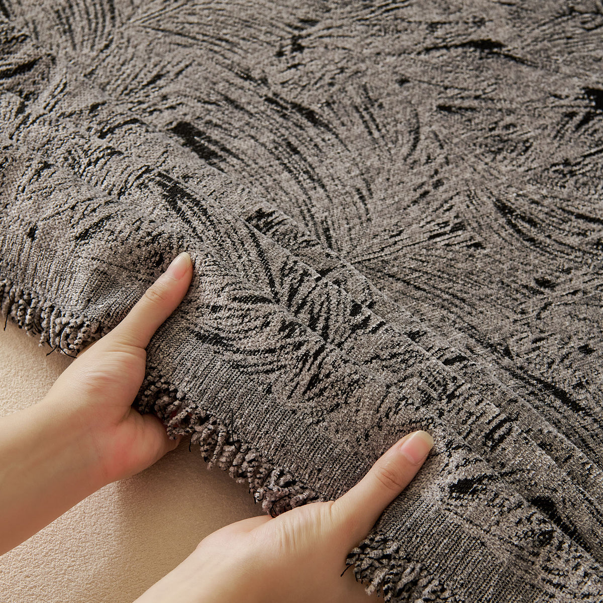 Abstract Feather Chenille Sofa Throw Cover, Decorative Washable Durable Couch Cover