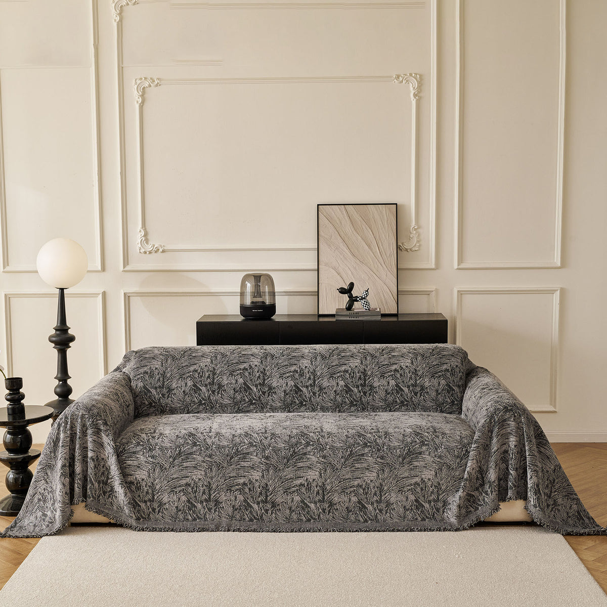 Abstract Feather Chenille Sofa Throw Cover, Decorative Washable Durable Couch Cover