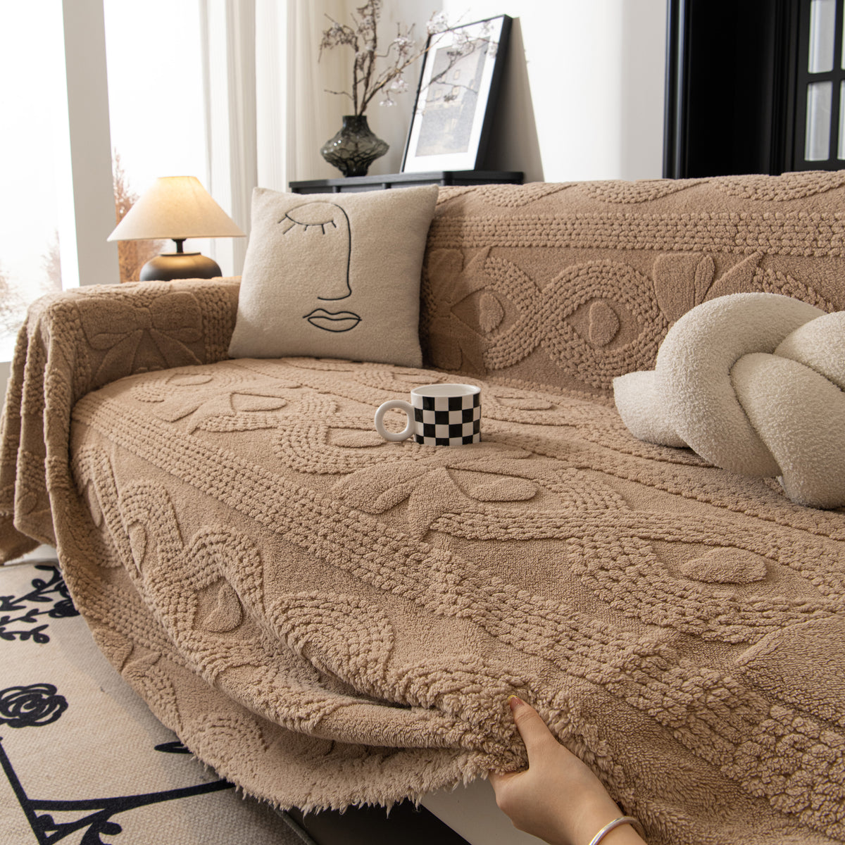 Weiches Plüsch-Fleece-Wurfdecke für das Sofa, einfarbig, süß, warme So – Slipcover KAS™