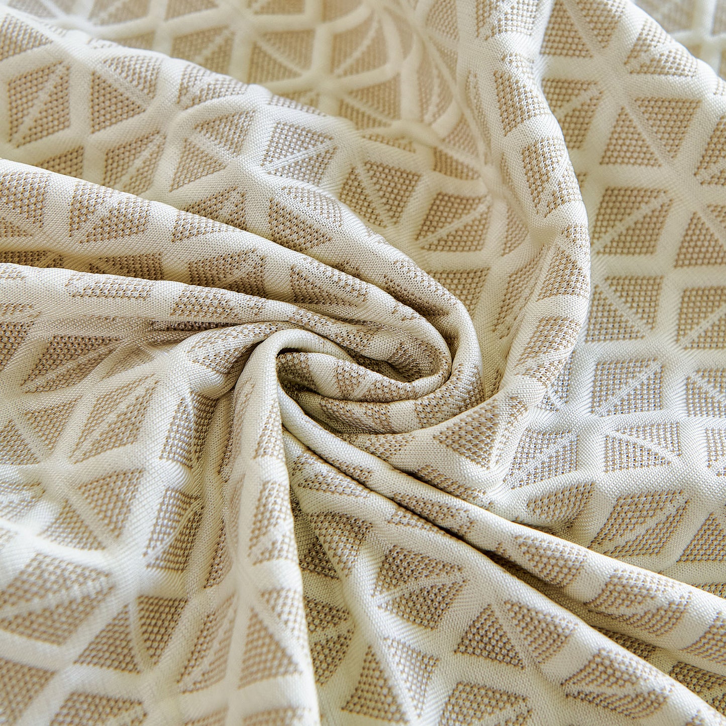 Fresh Geometric Sofa Throw Cover, Modern Textured Breathable Couch Protector Blanket