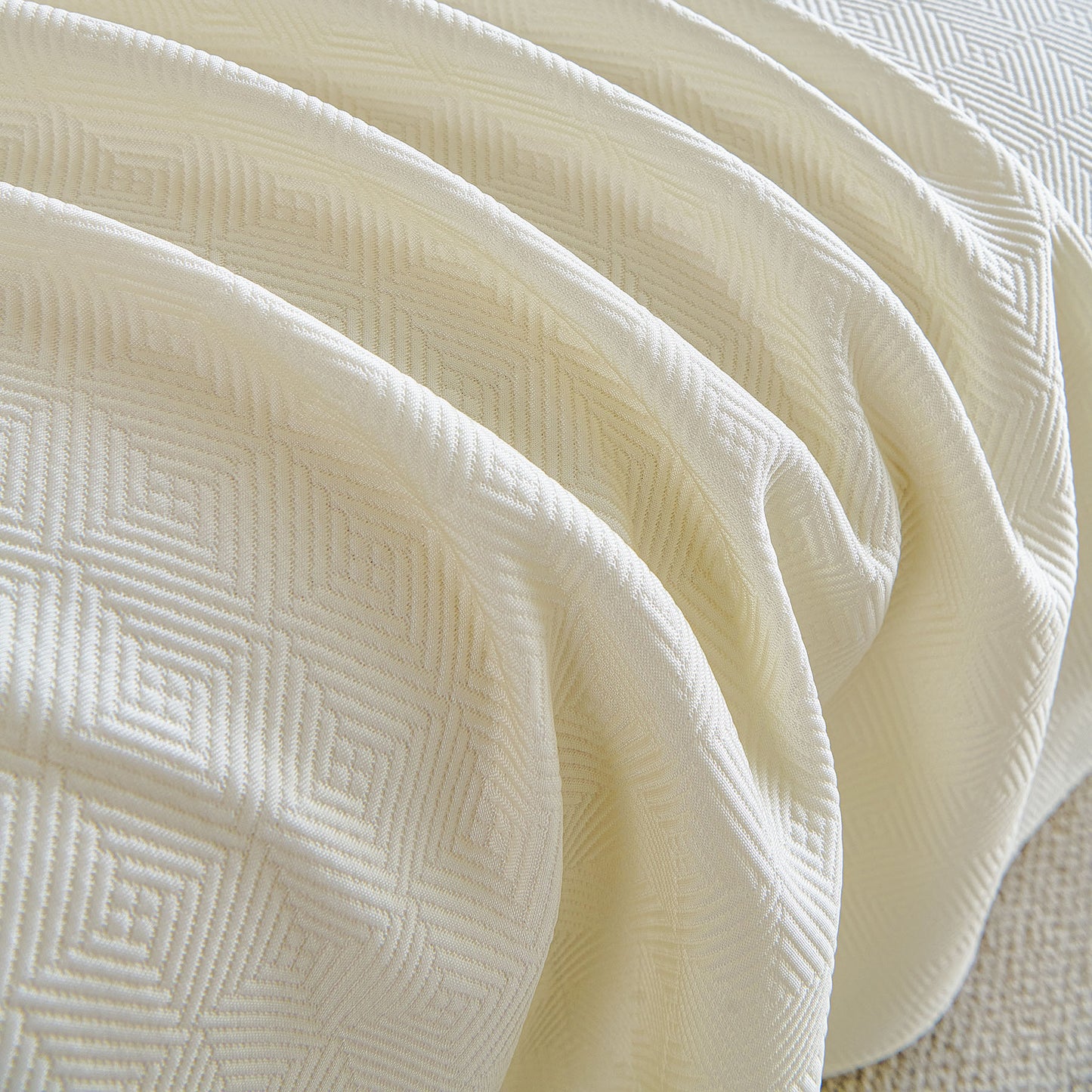Cooling Ice Silk Soft Sofa Cover Blanket, Woven Geometric Textured Modern Couch Cover